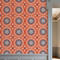 Geo Floral, Red Mural Wallpaper - room preview 03