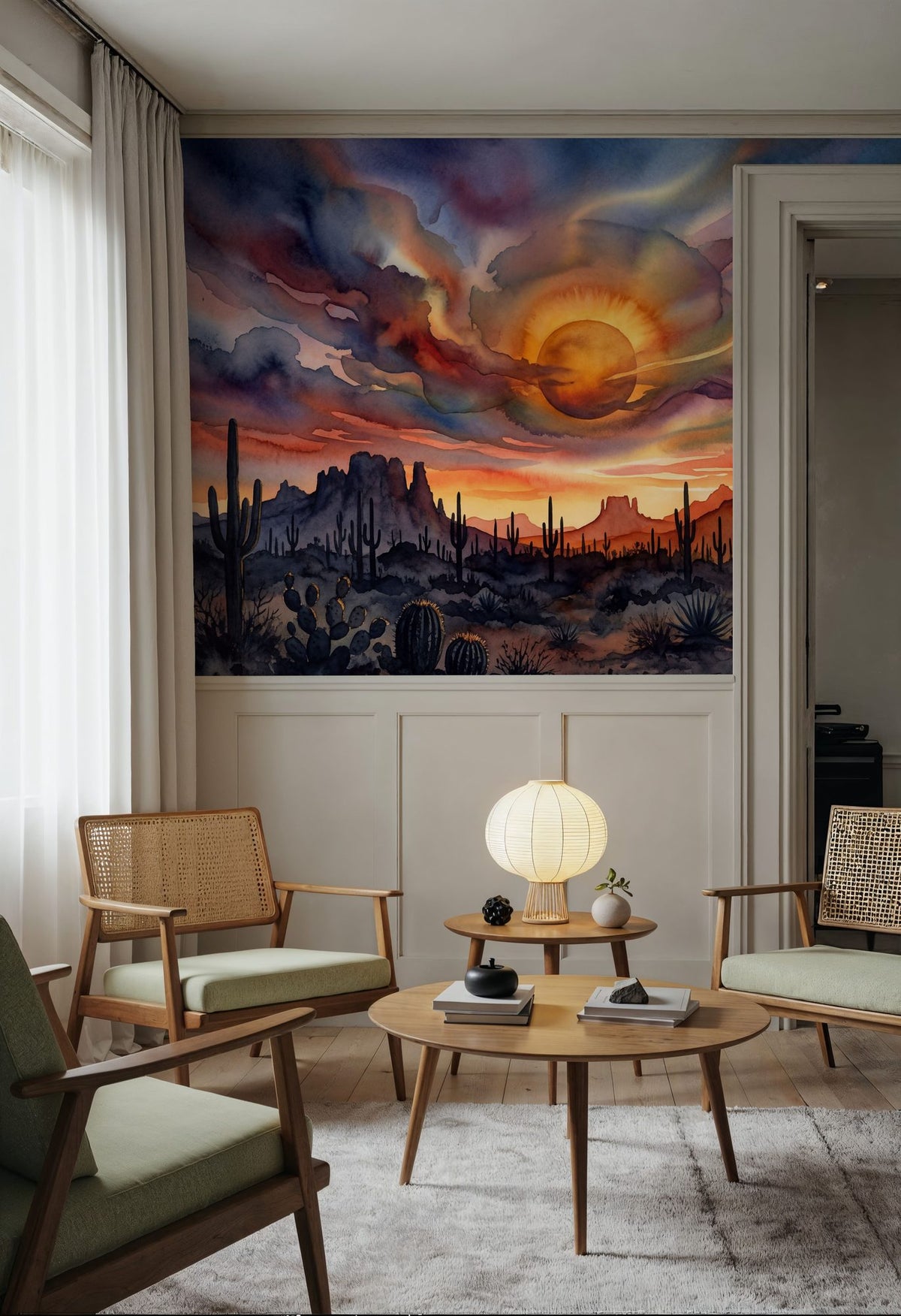 Arizona Landscape - Sunset Landscape Series Mural Wallpaper - Red Tone - room preview 03