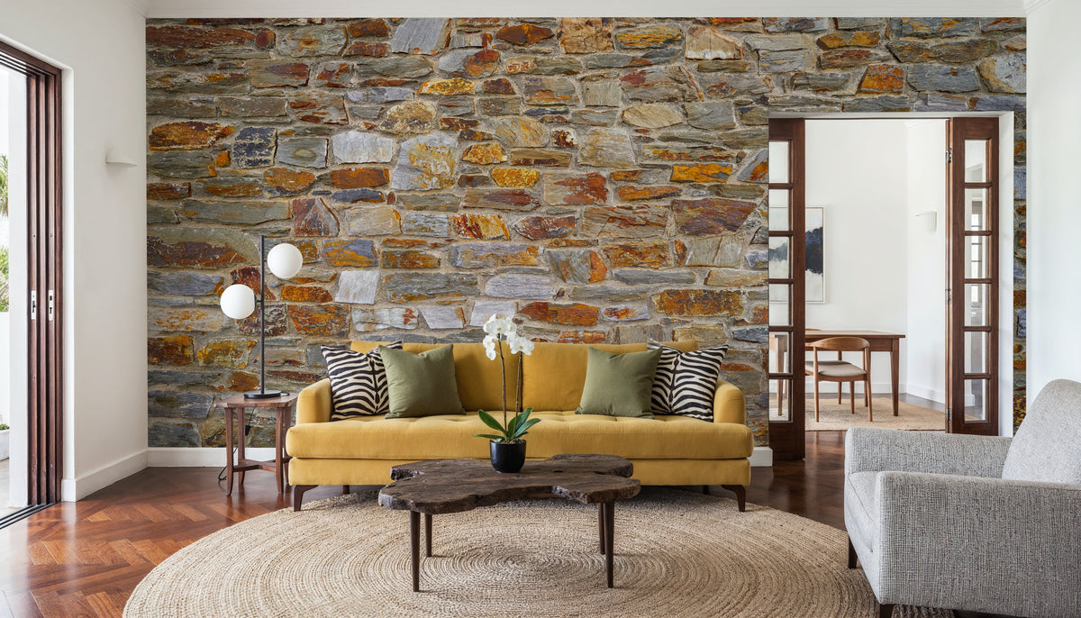 Rustic Stonework Mural Wallpaper - room preview 03
