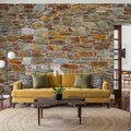 Rustic Stonework Mural Wallpaper - room preview 03