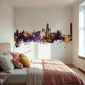 Valladolid Spain Skyline Purple & Gold Mural Wallpaper - room preview 03