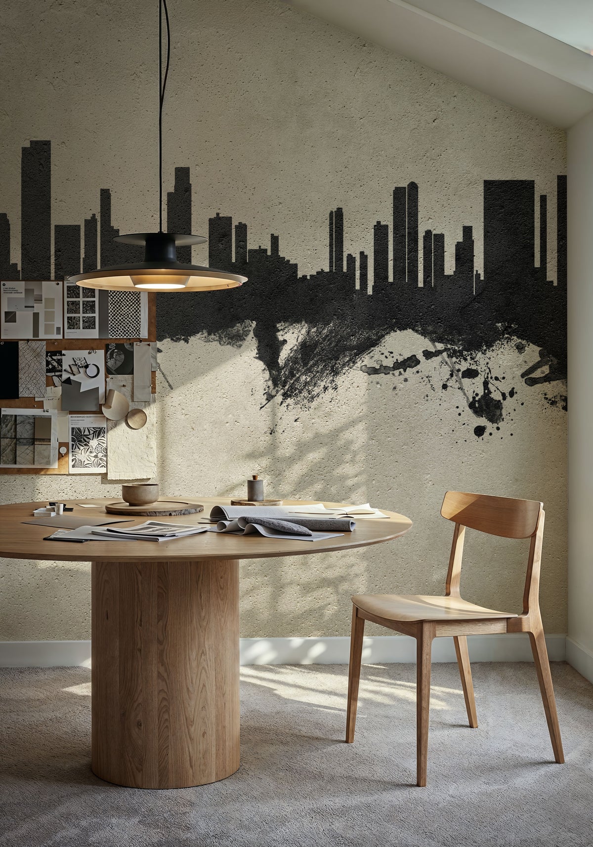 Honolulu Hawaii Skyline Concrete Mural Wallpaper - room preview 03