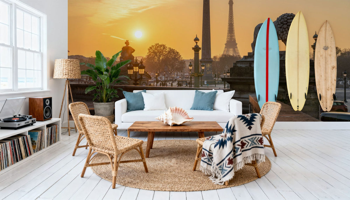 Place De La Concorde At Sunset Mural Wallpaper - room preview 03