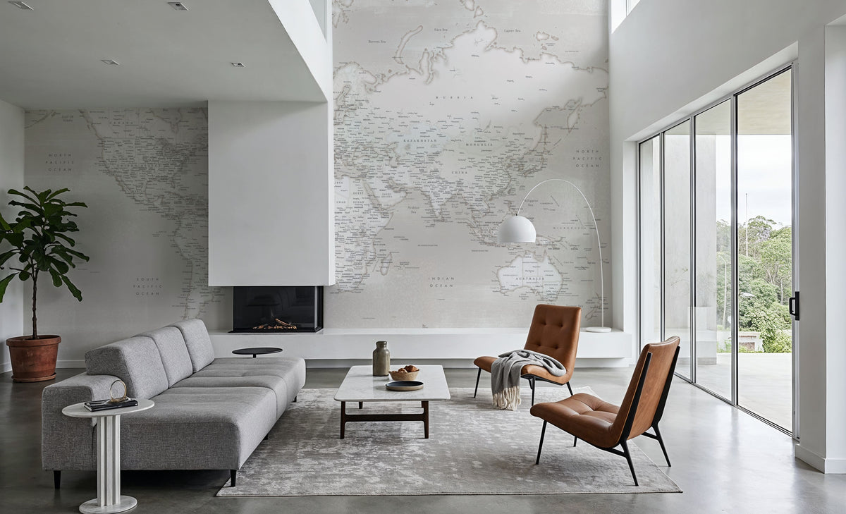 World Map Cities - Maeli Warm Mural Wallpaper - room preview 03