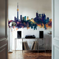 Toronto Canada Skyline Blue & Bronze Mural Wallpaper - room preview 03