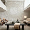 Coastal Block Print II Neutral Mural Wallpaper - room preview 03