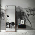 Elephant Race BW Mural Wallpaper - room preview 03