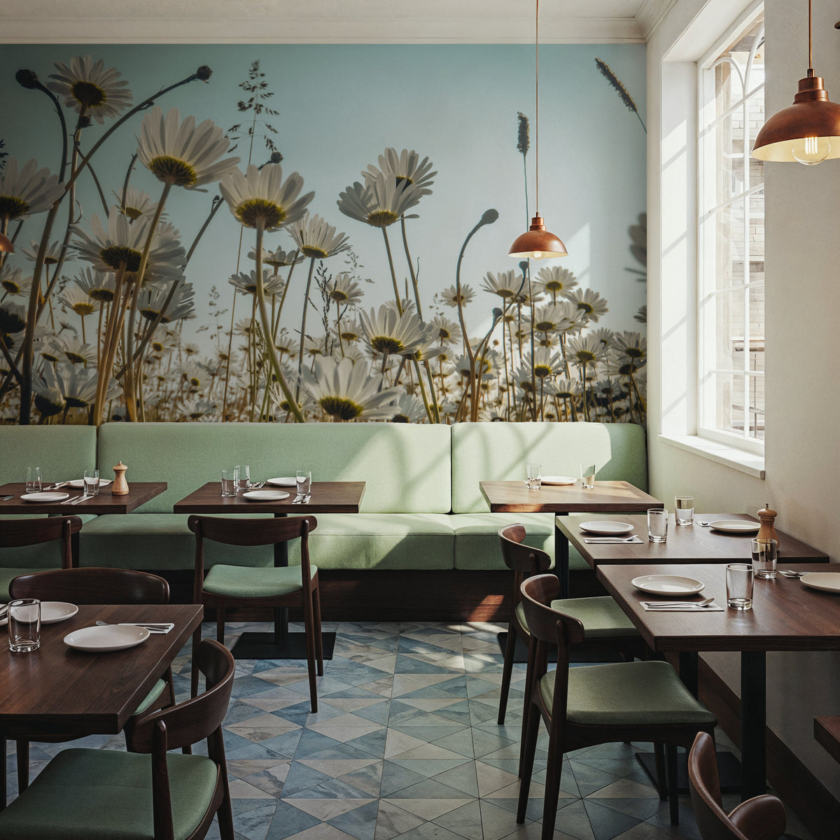 Summer Meadow Daisies Mural Wallpaper - room preview 03
