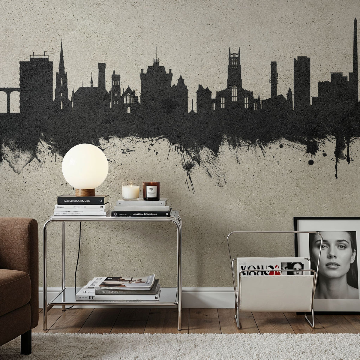 Huddersfield England Skyline Concrete Mural Wallpaper - room preview 03
