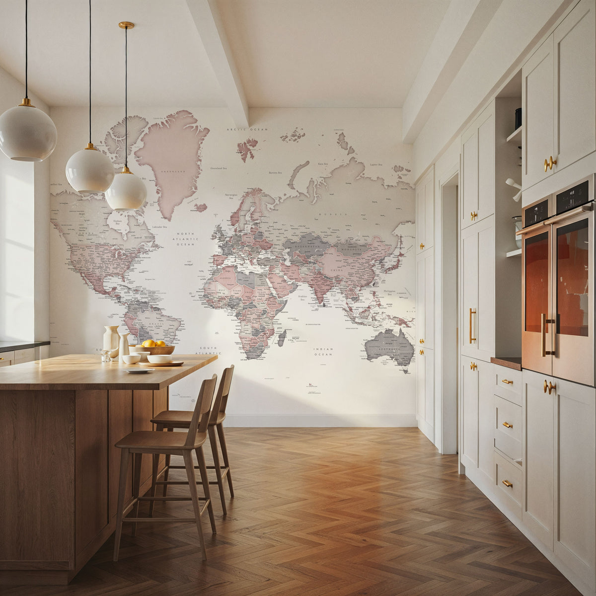 World Map Cities - Betsy Mural Wallpaper - room preview 03