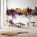 Victoria Canada Skyline Purple & Gold Mural Wallpaper - room preview 03