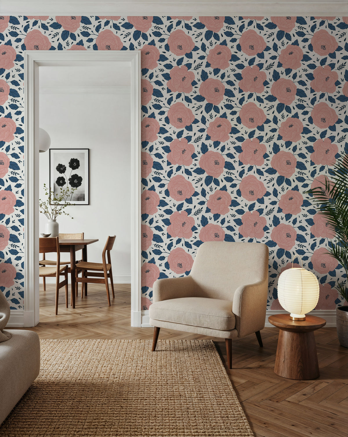 Pink Peonys Mural Wallpaper - room preview 03