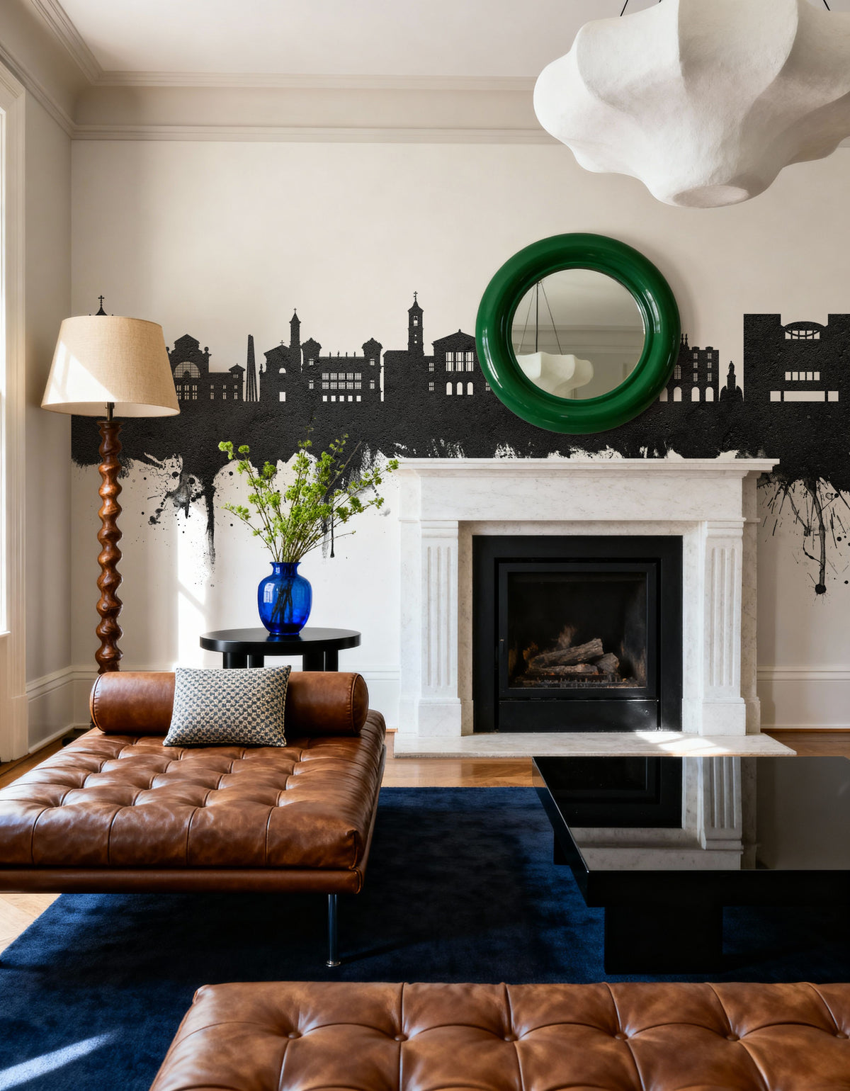 Nice France Skyline Black & White Mural Wallpaper - room preview 03