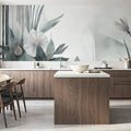 Floral Watercolor Abstract Teal Mural Wallpaper - room preview 03