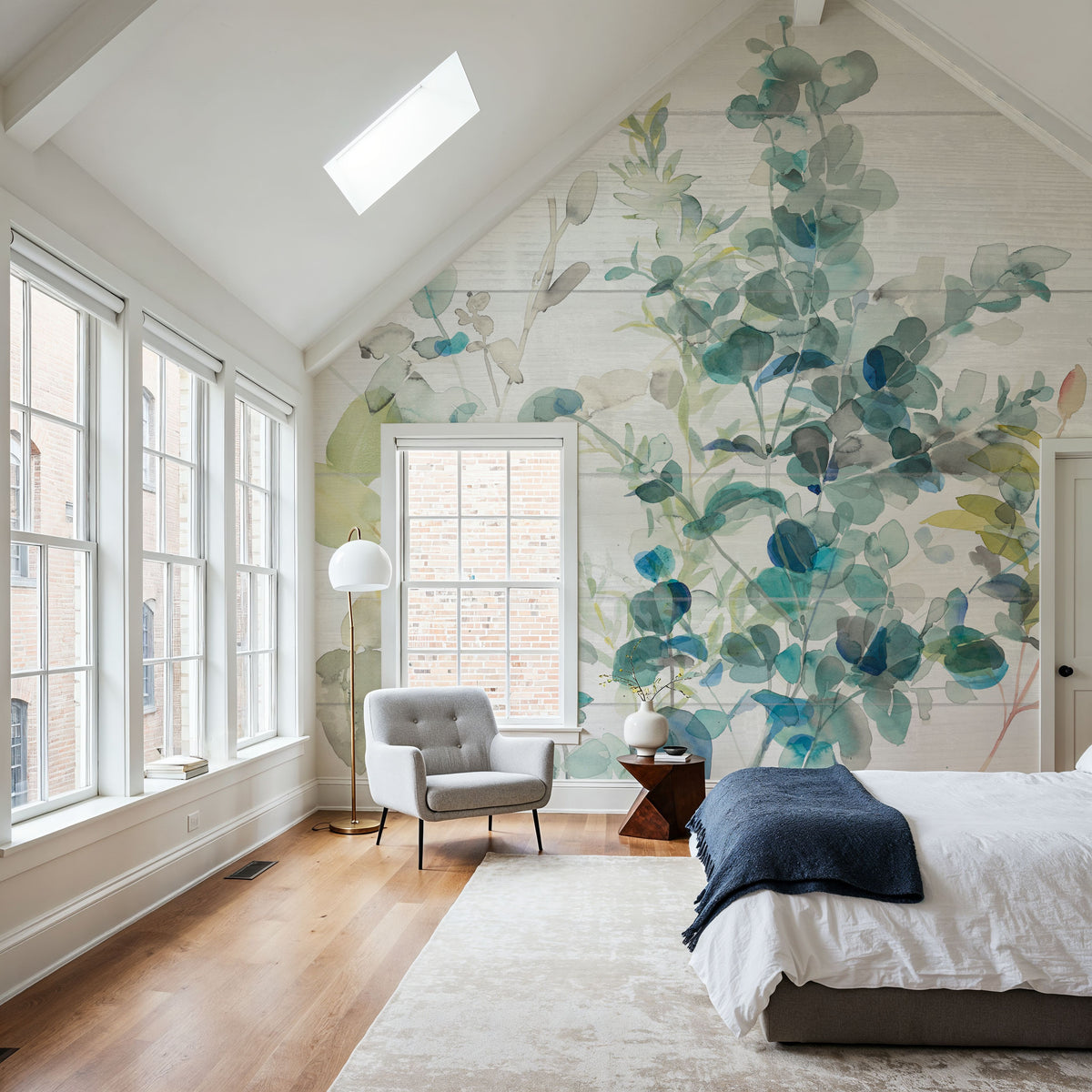 Eucalyptus I on Shiplap Mural Wallpaper - Light Tone - room preview 03