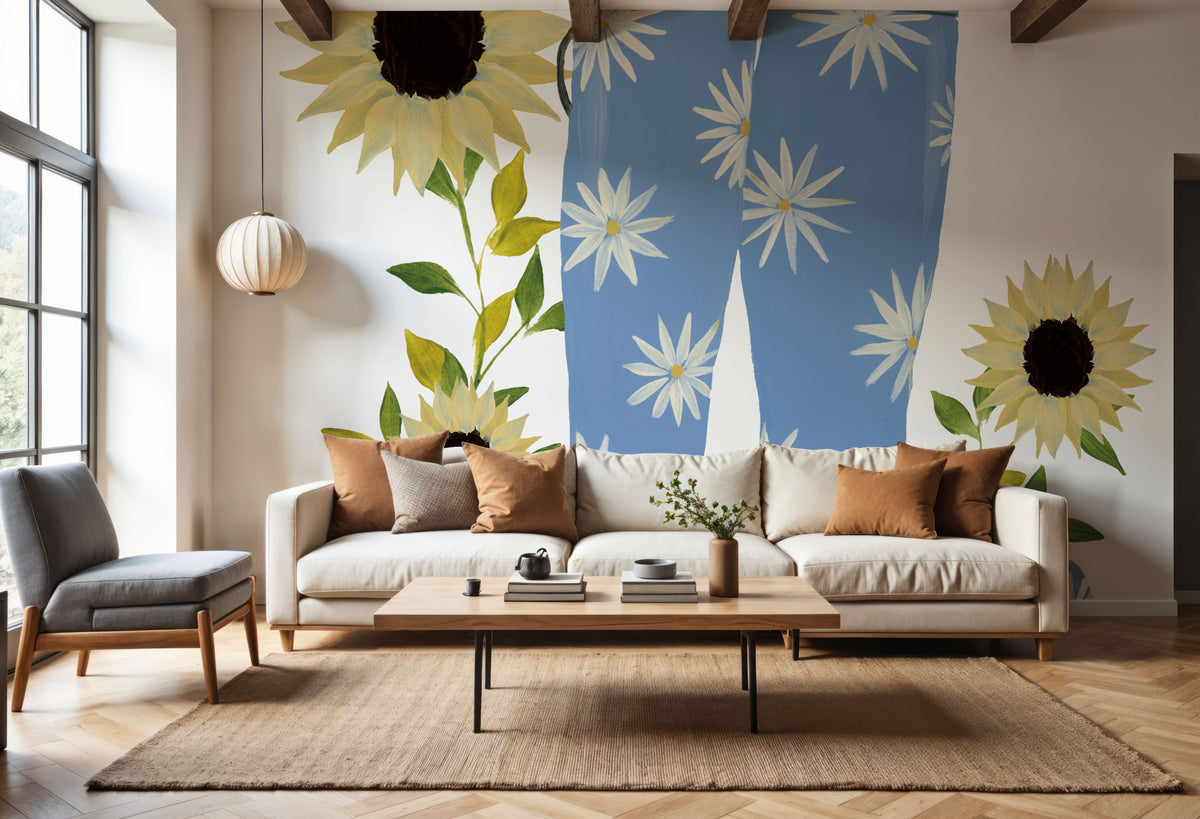 Boots with Sunflowers Mural Wallpaper - room preview 03