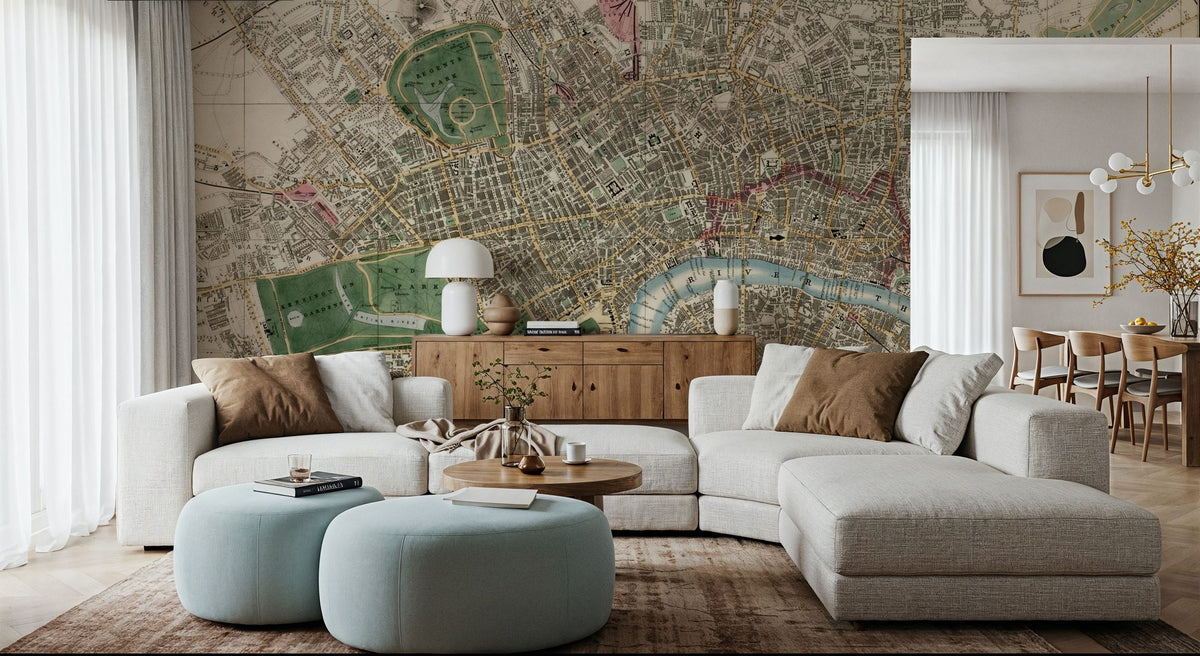 1853 Map of London Mural Wallpaper - room preview 03
