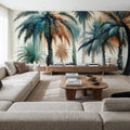 Palm Grove Watercolor Mural Wallpaper - room preview 03