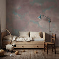 Painted Dreamy Clouds, Pink Mural Wallpaper - room preview 03