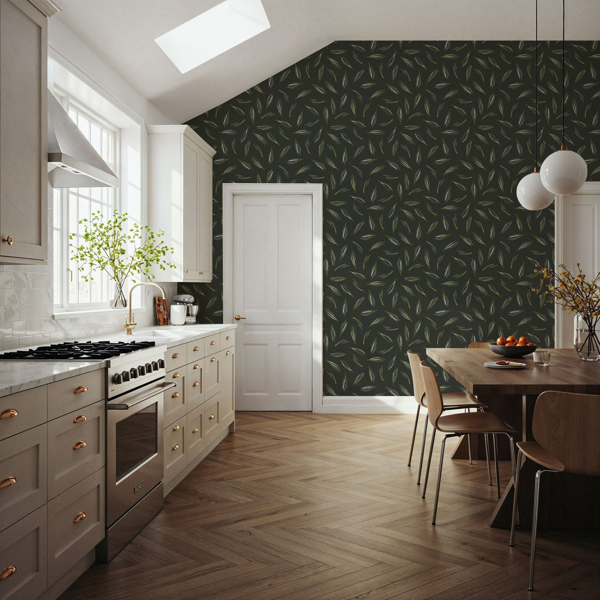 Pine Needles Dark Mural Wallpaper - room preview 03