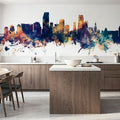 Miami Florida Skyline Blue & Bronze Mural Wallpaper - room preview 03