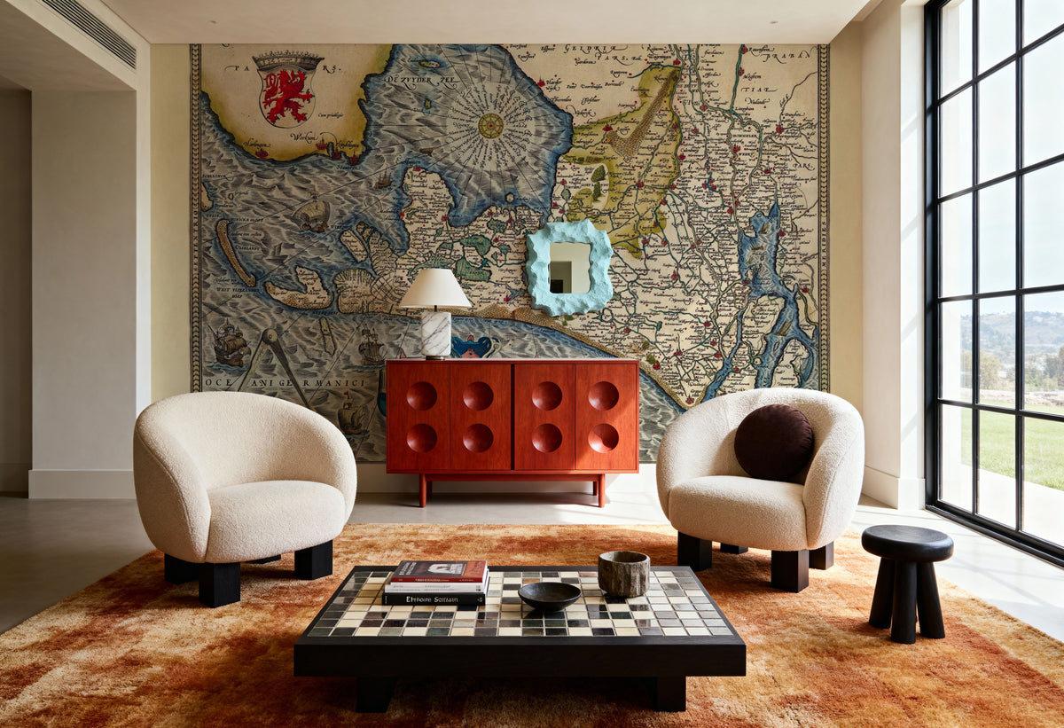 Old Map of the Neatherlands, 1570 Mural Wallpaper - room preview 03