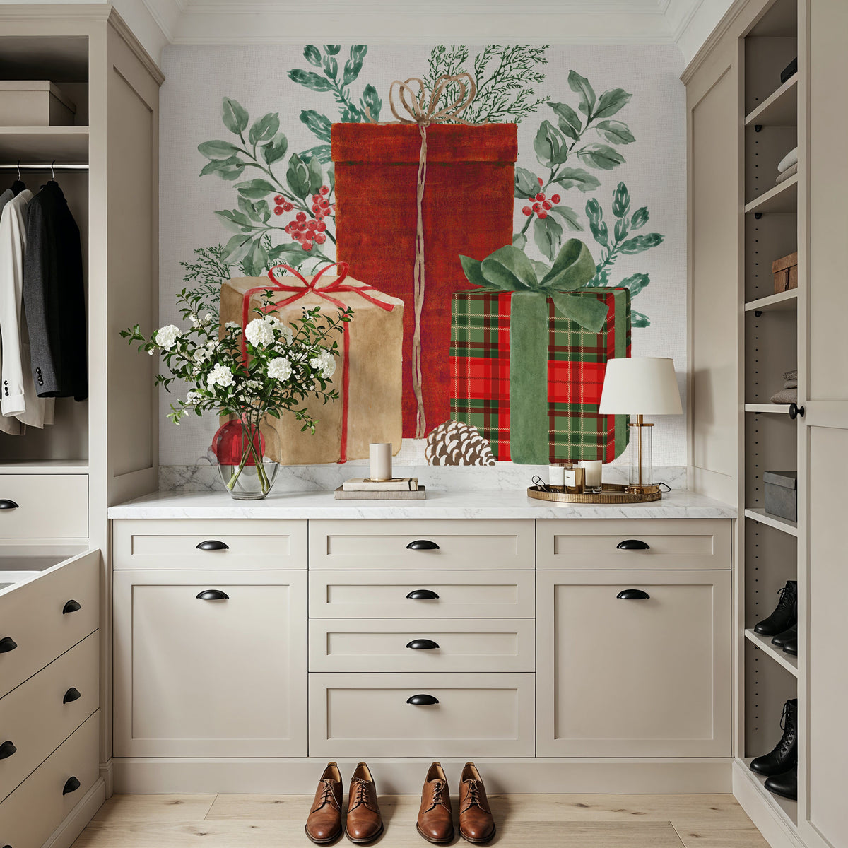 Classic Christmas Mural Wallpaper - room preview 03