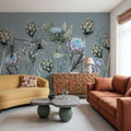 Artichoke Blooms, French Blue Mural Wallpaper - room preview 03
