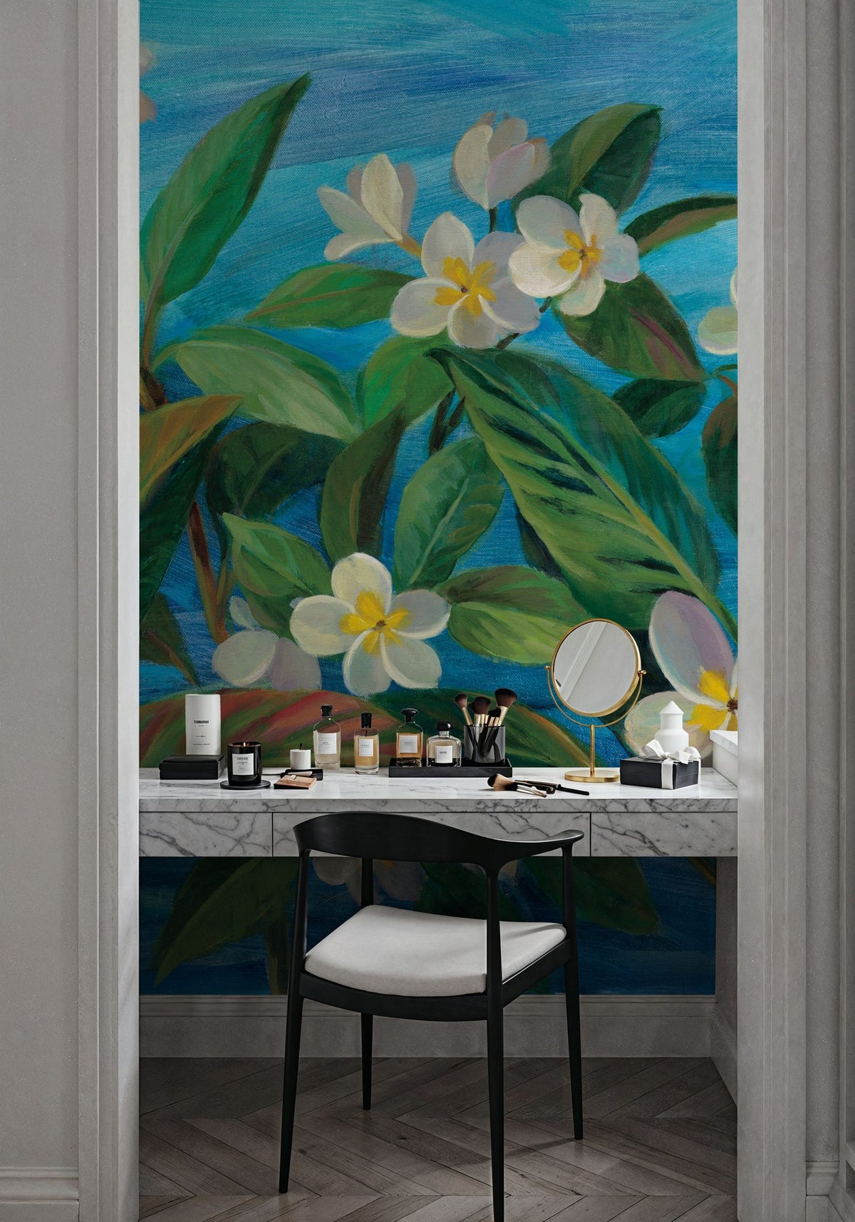 Oceanside Plumeria Mural Wallpaper - room preview 03