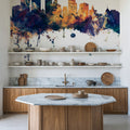 Minneapolis Minnesota Skyline Blue & Bronze Mural Wallpaper - room preview 03