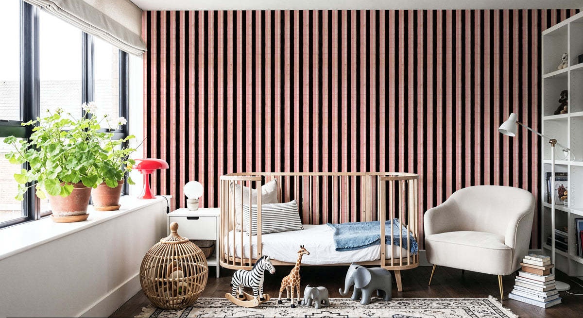 Mystical Stripes Pink Mural Wallpaper - room preview 03