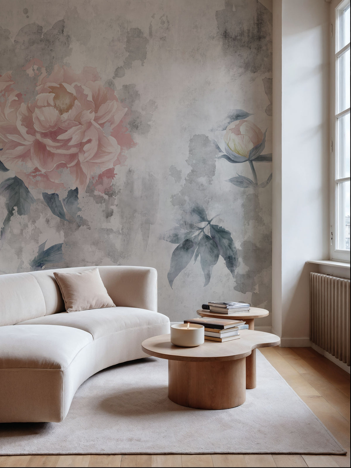 Blurry Peonies Mural Wallpaper - room preview 03