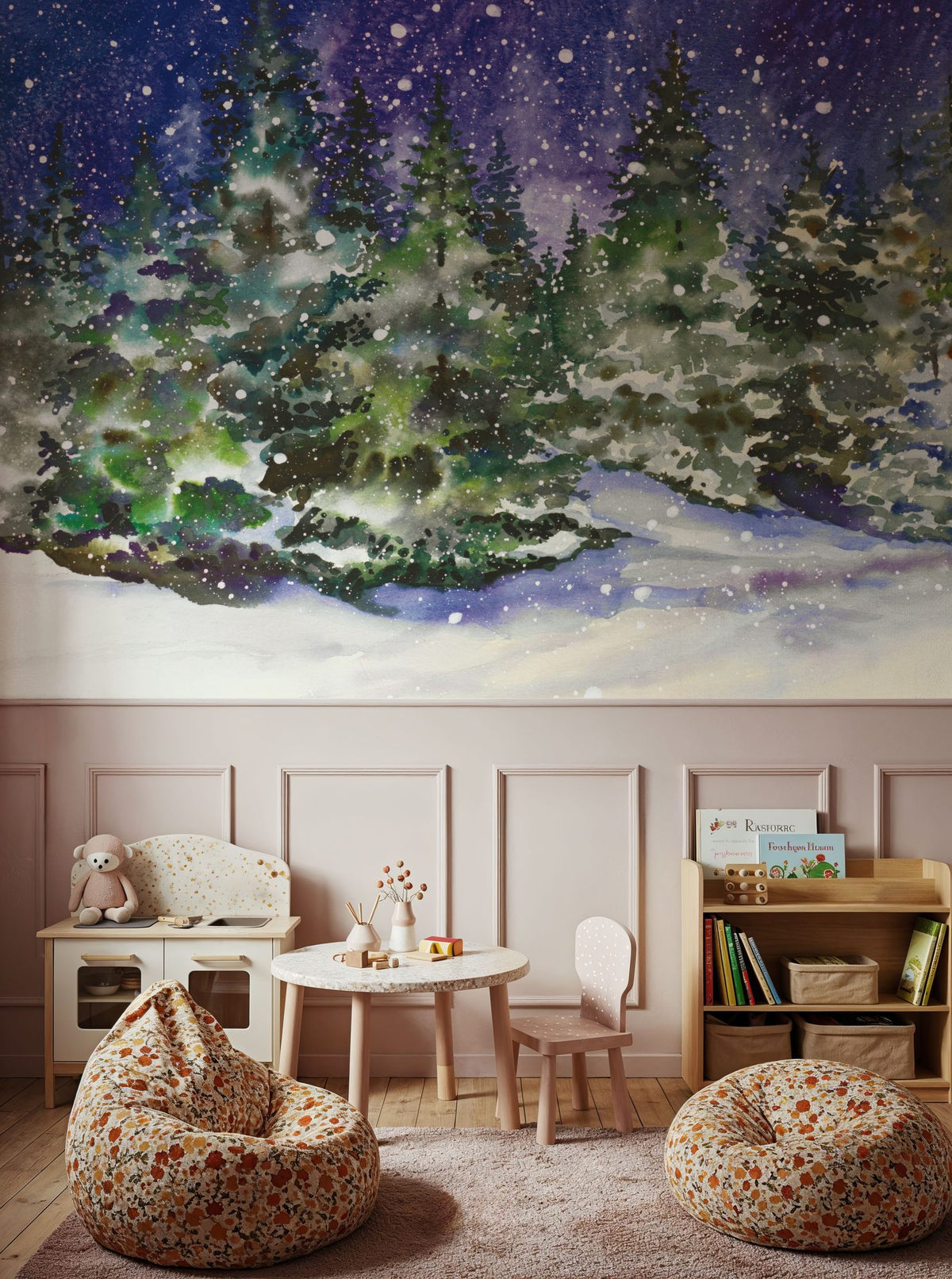 Winter Night Mural Wallpaper - room preview 03