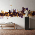 Toronto Canada Skyline Purple & Gold Mural Wallpaper - room preview 03