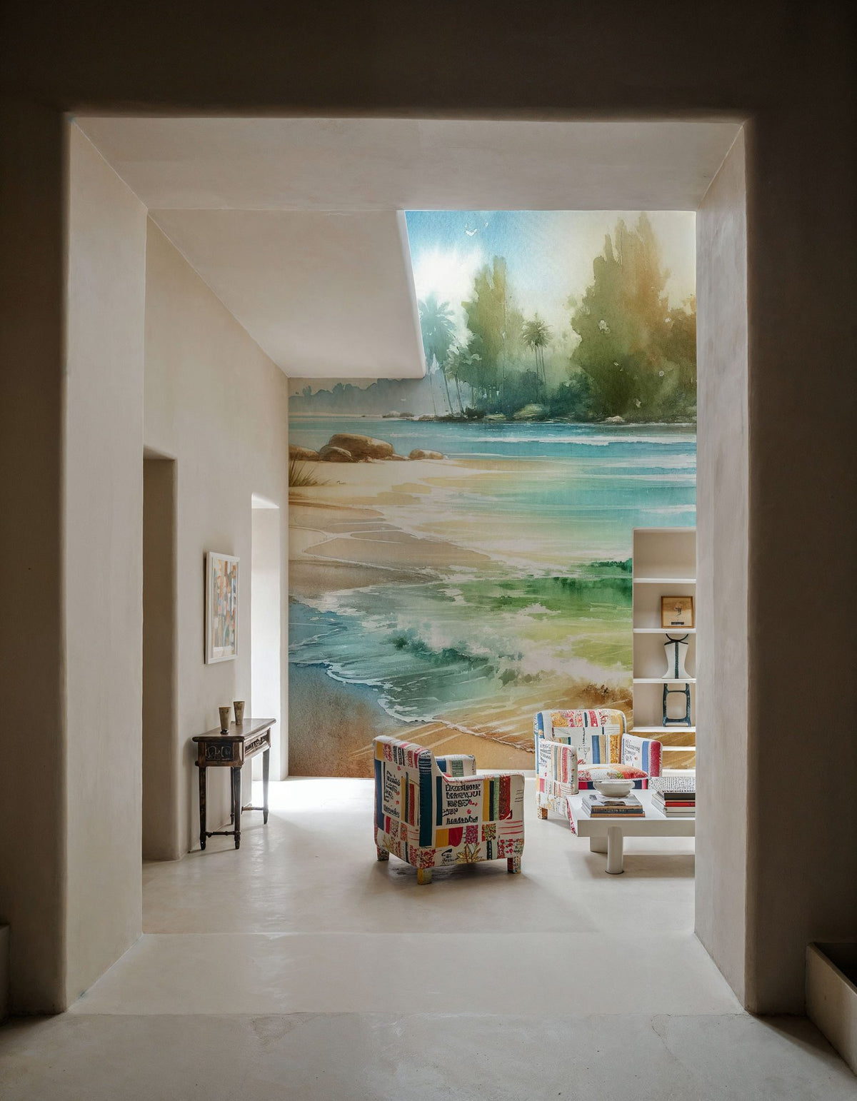 Sunlit Tropical Beach Mural Wallpaper - room preview 03