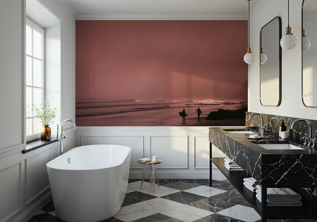 Sunset Surfers Silhouette Mural Wallpaper - room preview 03