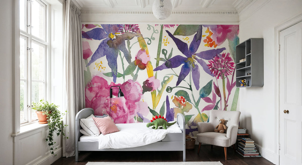 June Flowers Mural Wallpaper - room preview 03