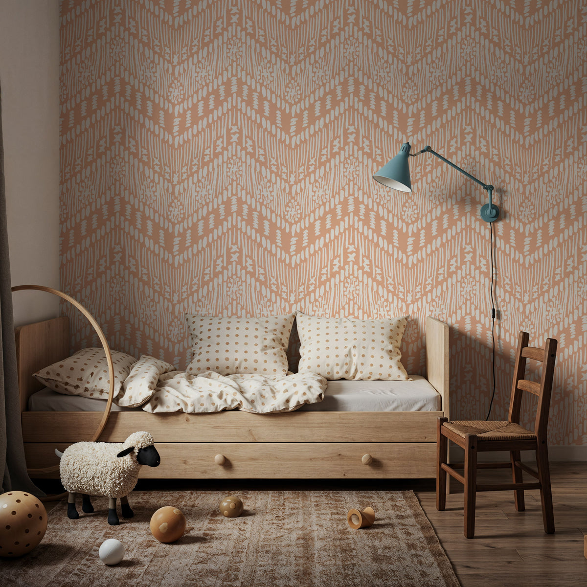 Macrame Jigsaw Coral Mural Wallpaper - room preview 03