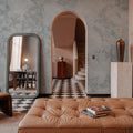 Flower Silhouette Blue Mural Wallpaper - room preview 03