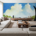 Cloudy Landscape Painting Mural Wallpaper - room preview 03