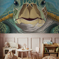 Hello Turtle, Light Blue Mural Wallpaper - room preview 03