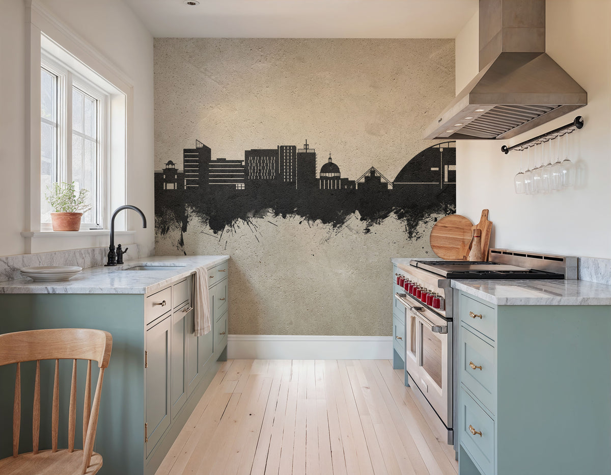 Milton Keynes England Skyline Concrete Mural Wallpaper - room preview 03