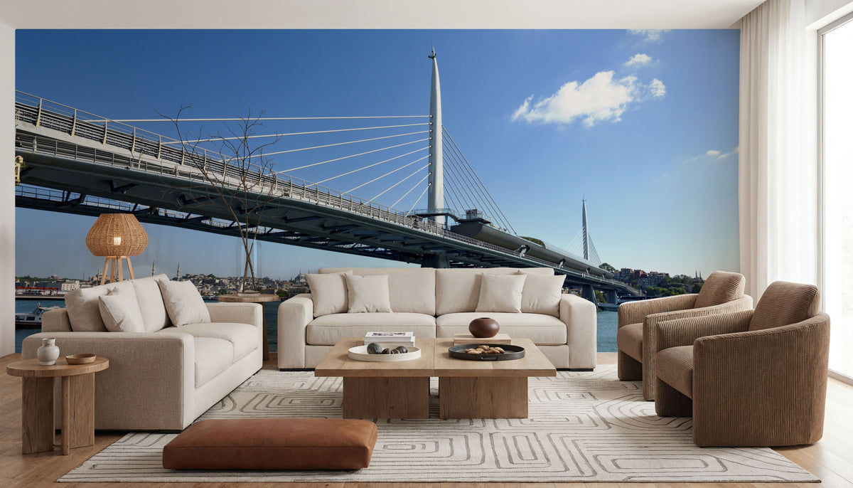 Urban Suspension Bridge Mural Wallpaper - room preview 03