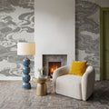 Ukiyo-e Clouds, Gray Mural Wallpaper - room preview 03
