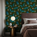Papillion II, Aqua on Mud Mural Wallpaper - room preview 03