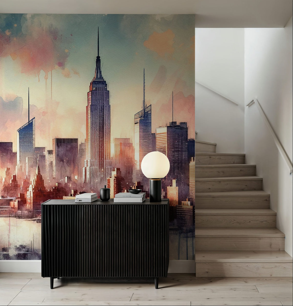 Sunset Hues Over NYC Mural Wallpaper - room preview 03