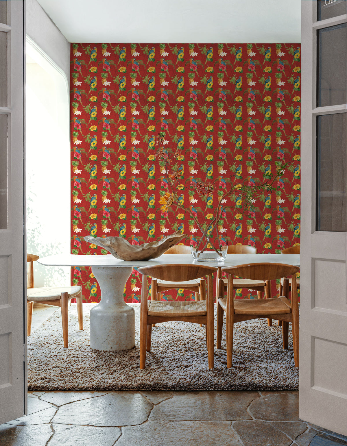 Parrot Paradise Red Mural Wallpaper - room preview 03