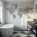 World Map Cities - Habiki Mural Wallpaper - room preview 03