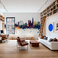 London Skyline Blue & Bronze Mural Wallpaper - room preview 03