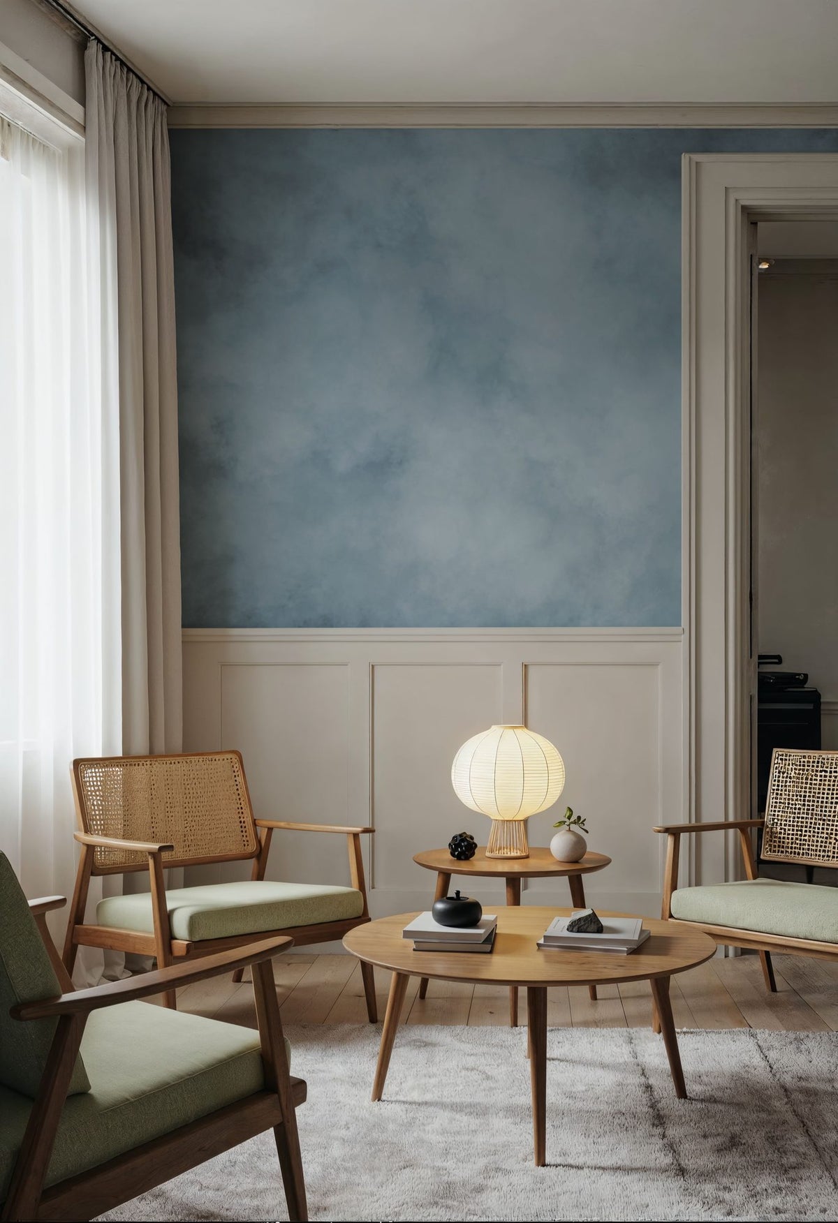 Soft Fog, Ocean Blue Mural Wallpaper - room preview 03
